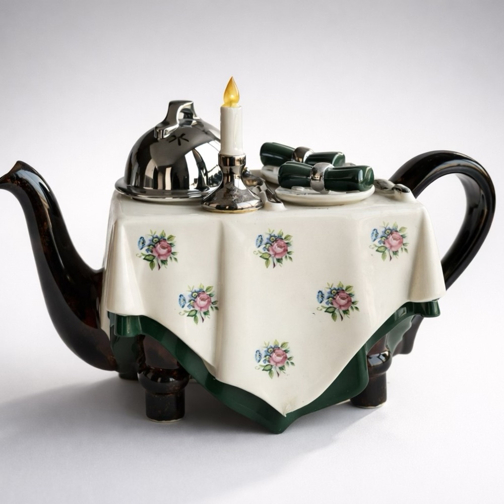 Tony Carter "Dining Table" Teapot vintage 90s collectible porcelain teapot